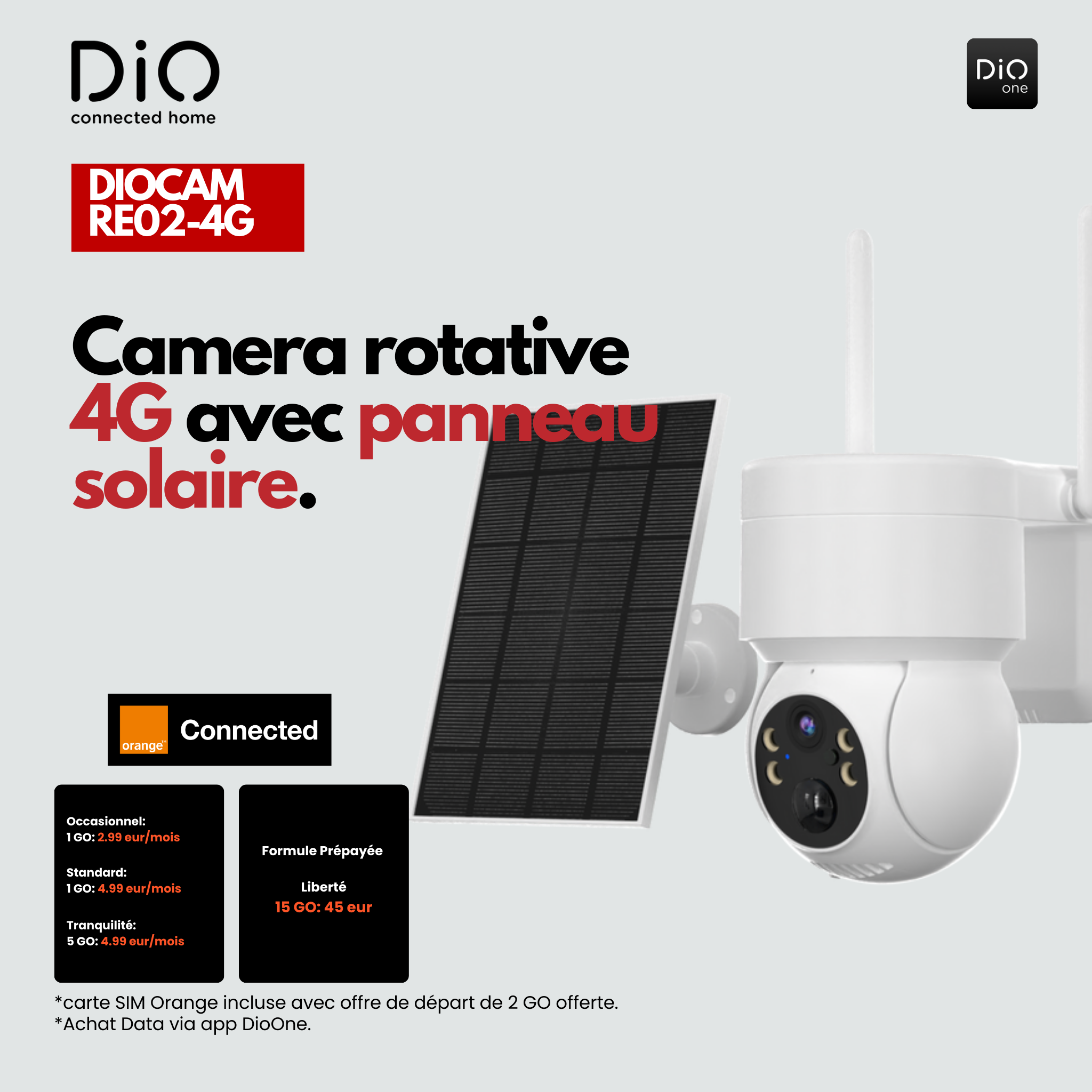 DiO 4G draadloze buiten draaibare camera op batterijen met zonnepaneel