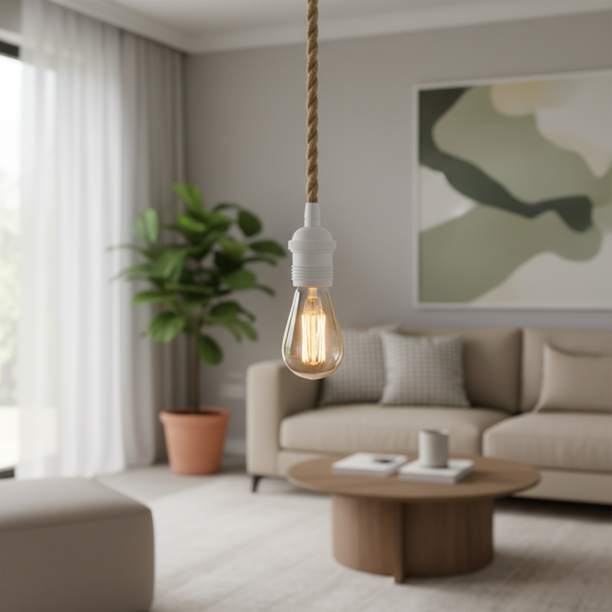 Lampade a sospensione con interruttore in juta - 4m