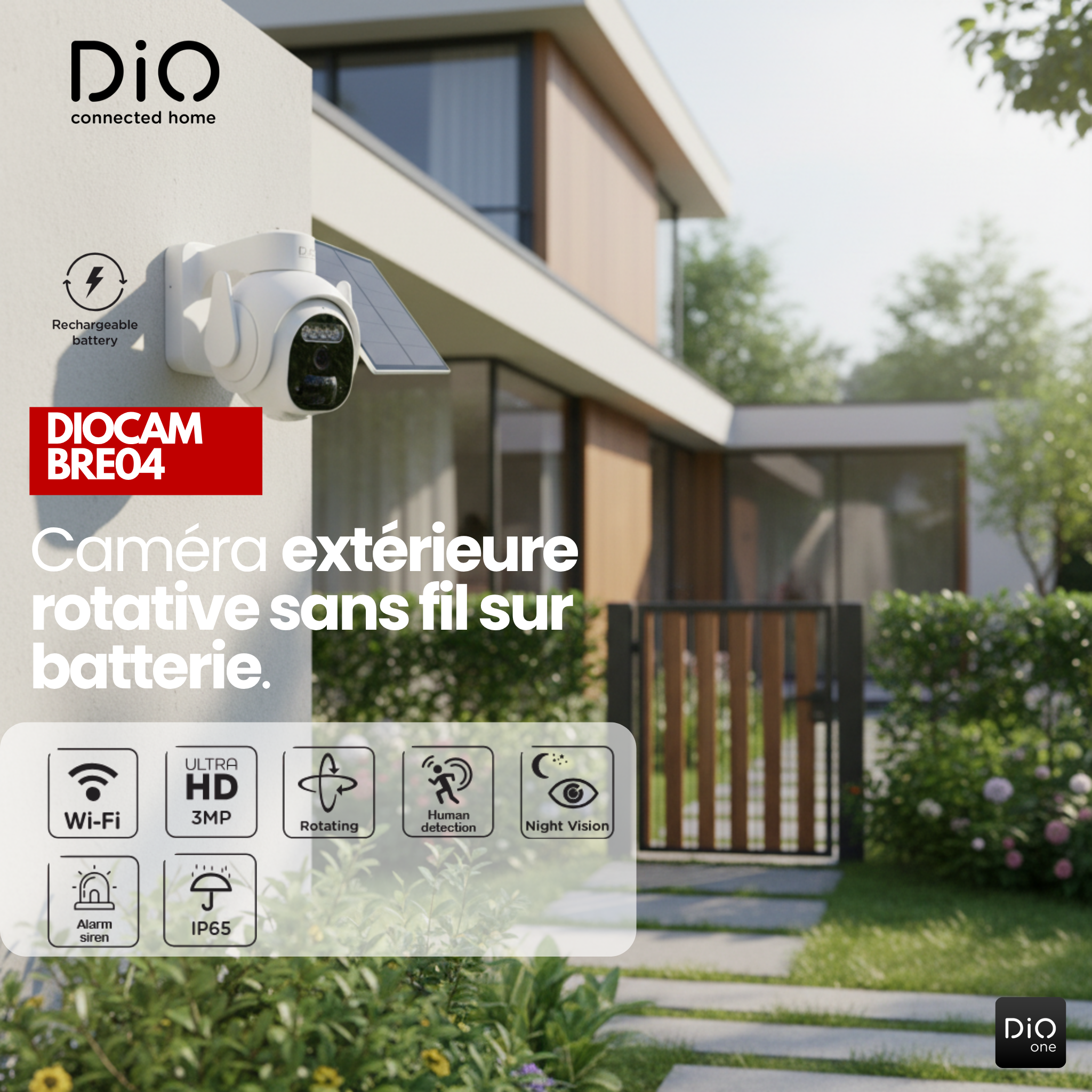 Cámara rotativa WiFi inalámbrica domo para exteriores con panel solar