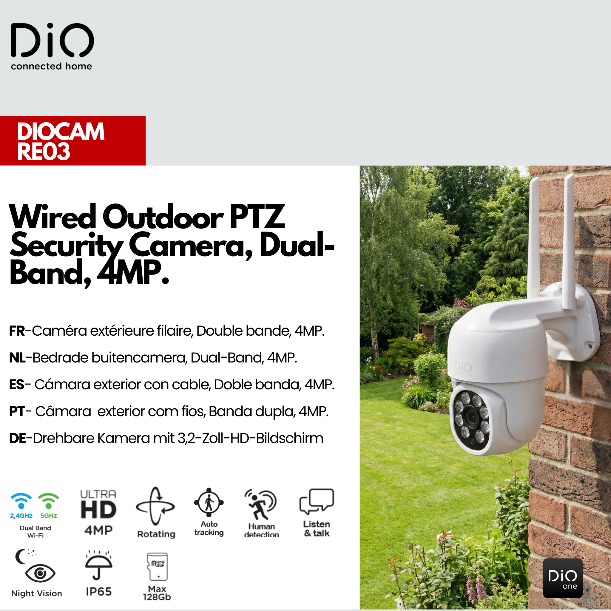 4MP bedrade buitencamera, Dual Band