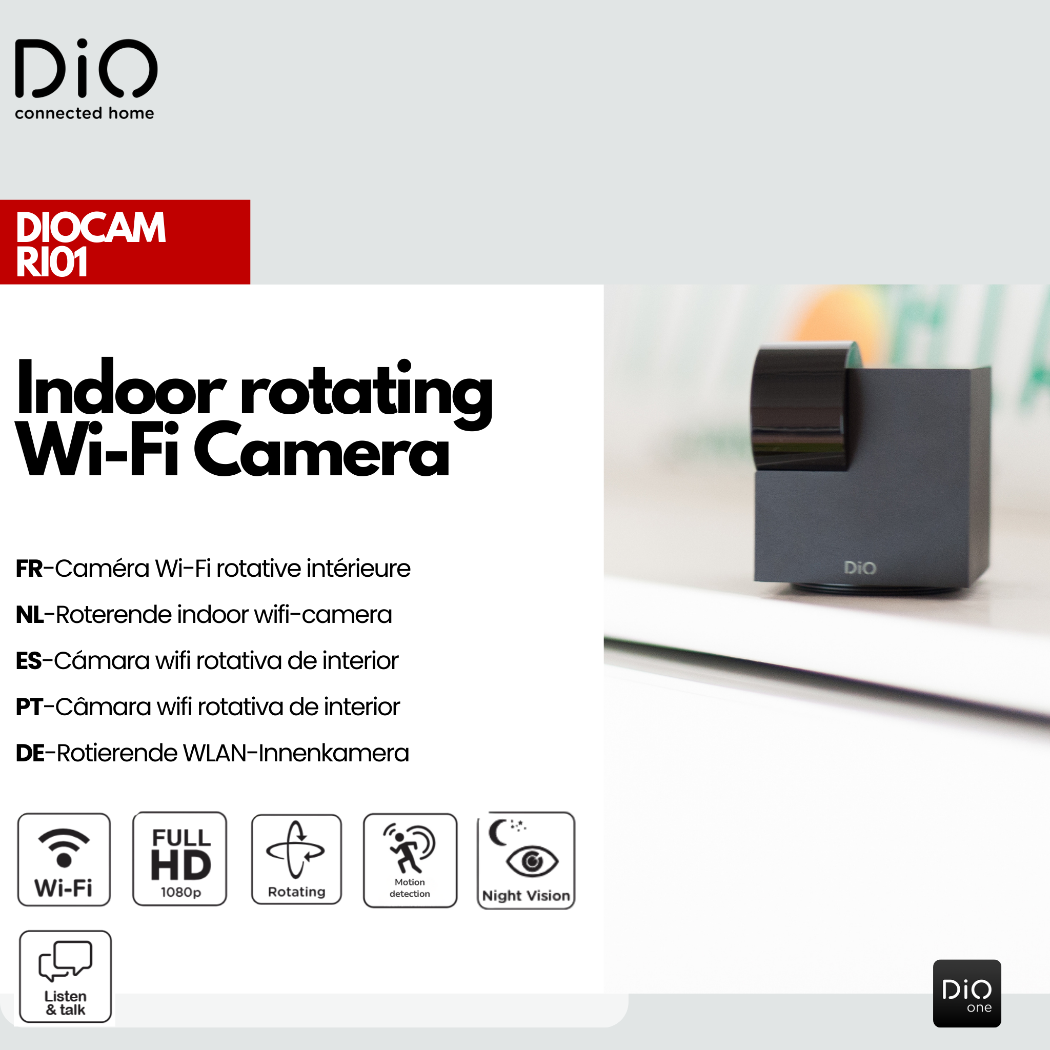 Innen rotierende Wi-Fi-Kamera mit Privatmodus 1280x1080p