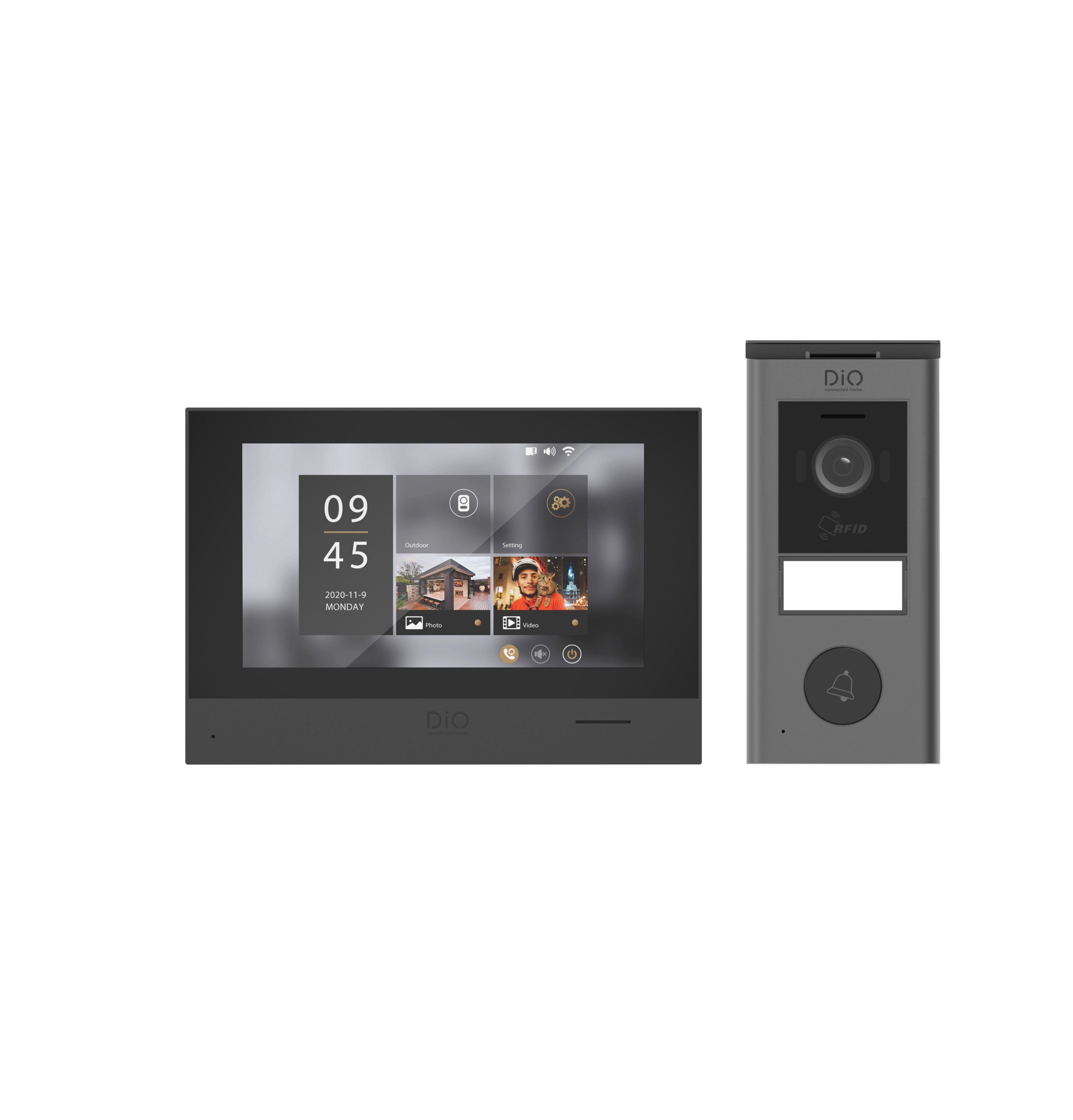 Bedrade DiO videofoon met WiFi, 7" touchscreen en RFID-opening
