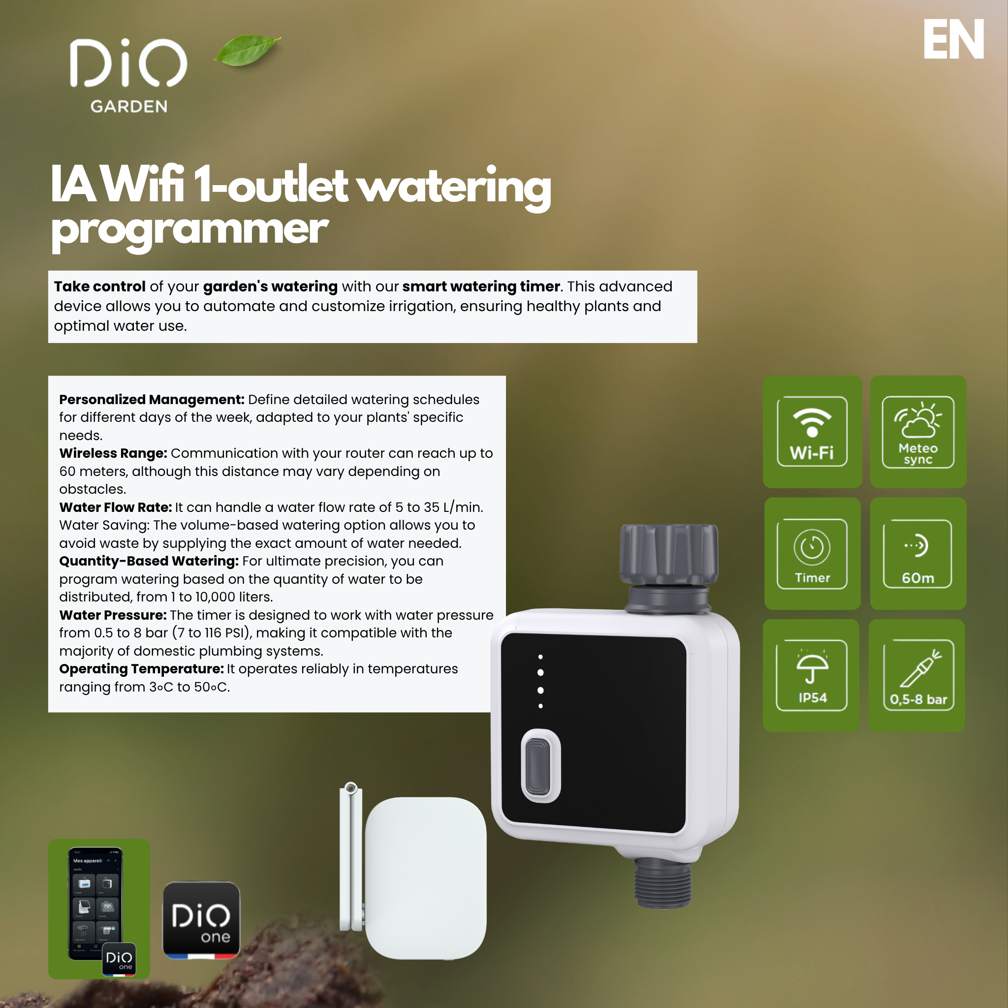 IA Wi-Fi 1-outlet watering programmer