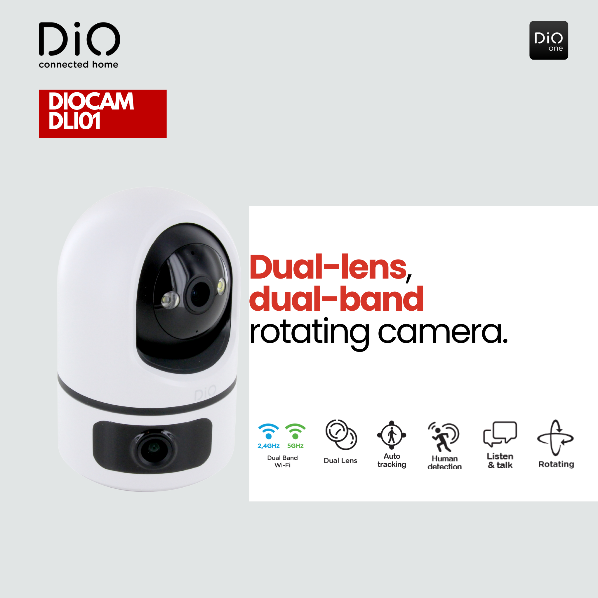 Dual-band roterende Wi-Fi-camera met dubbele lens voor binnenshuis - FULL HD 2MP