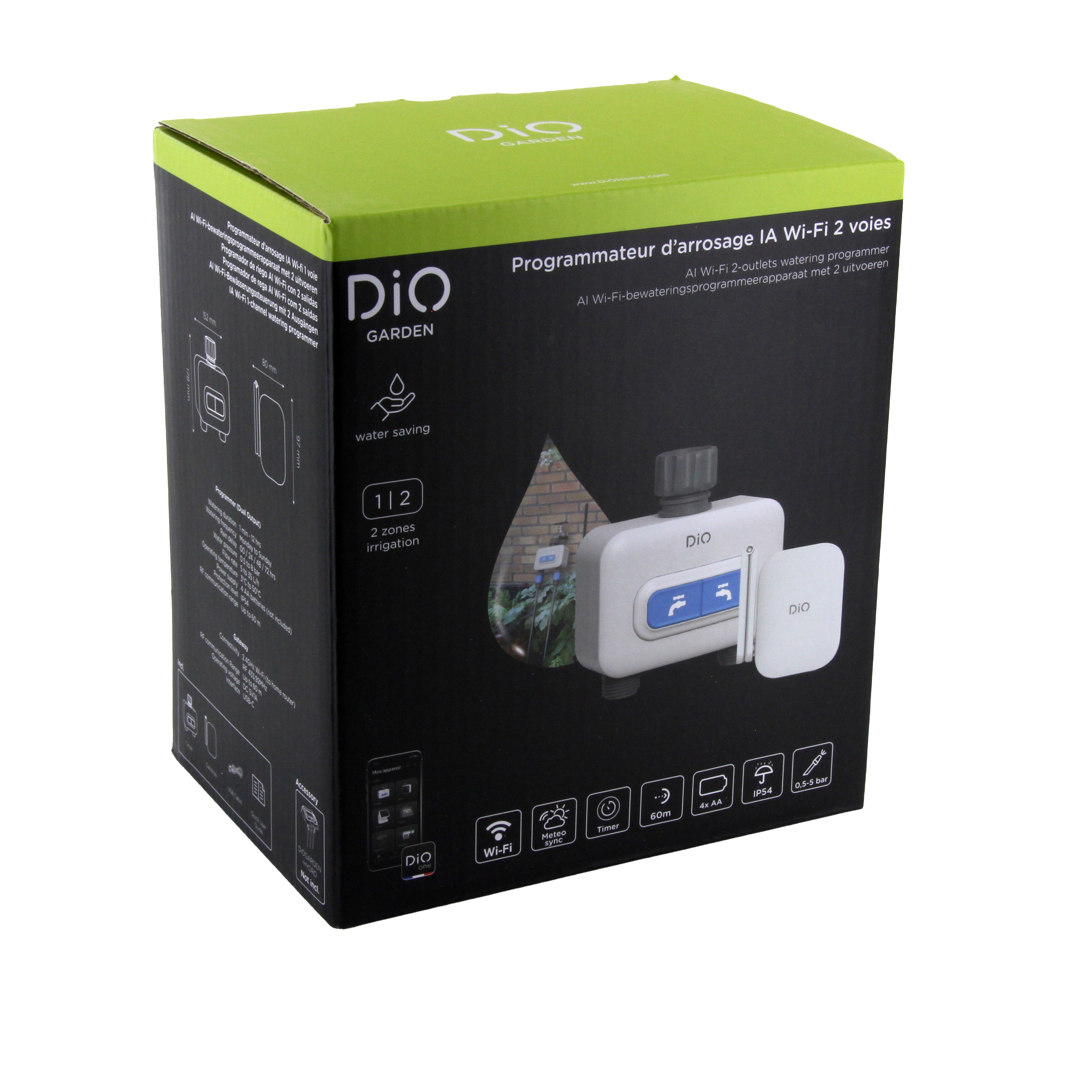 Programmateur d'arrosage connecté IA Wi-Fi - 2 voies