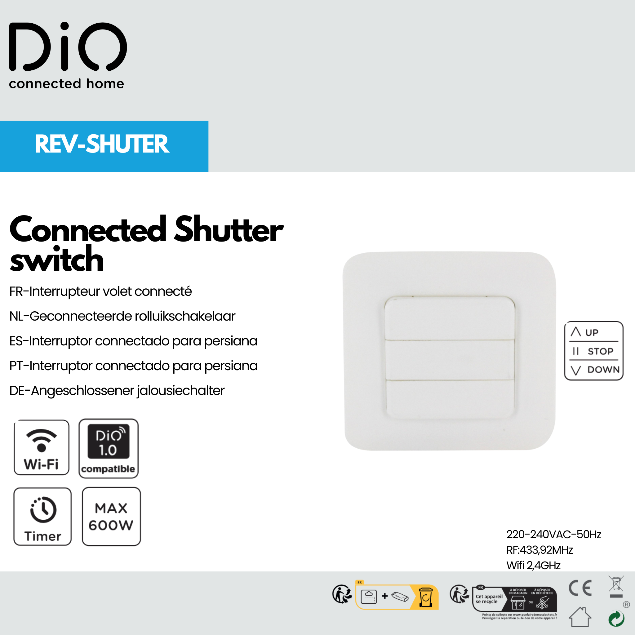 REV-SHUTTER – Mit WLAN verbundener Rolladenschalter
