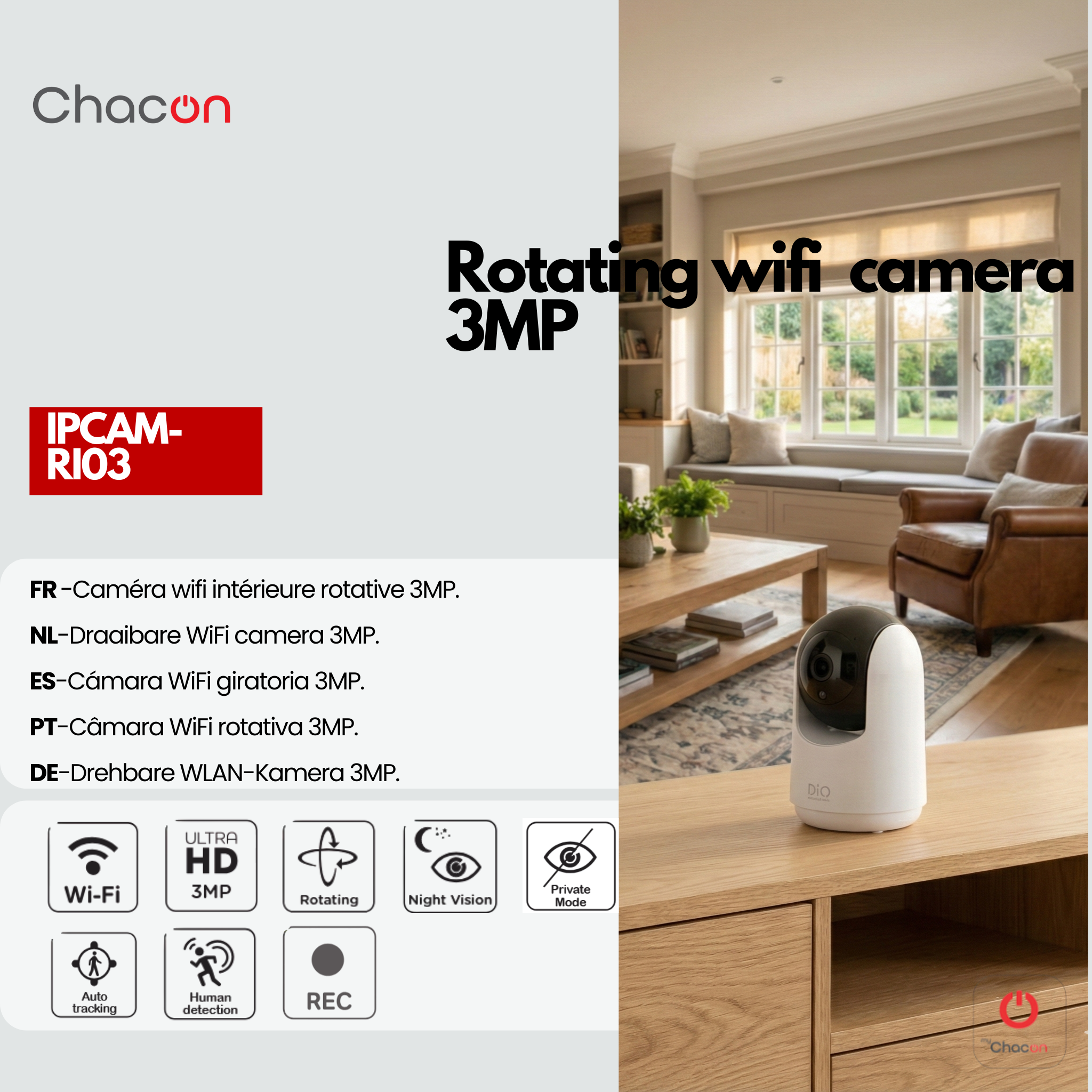 Telecamera Wi-Fi HD motorizzata da Interno - 3 MP