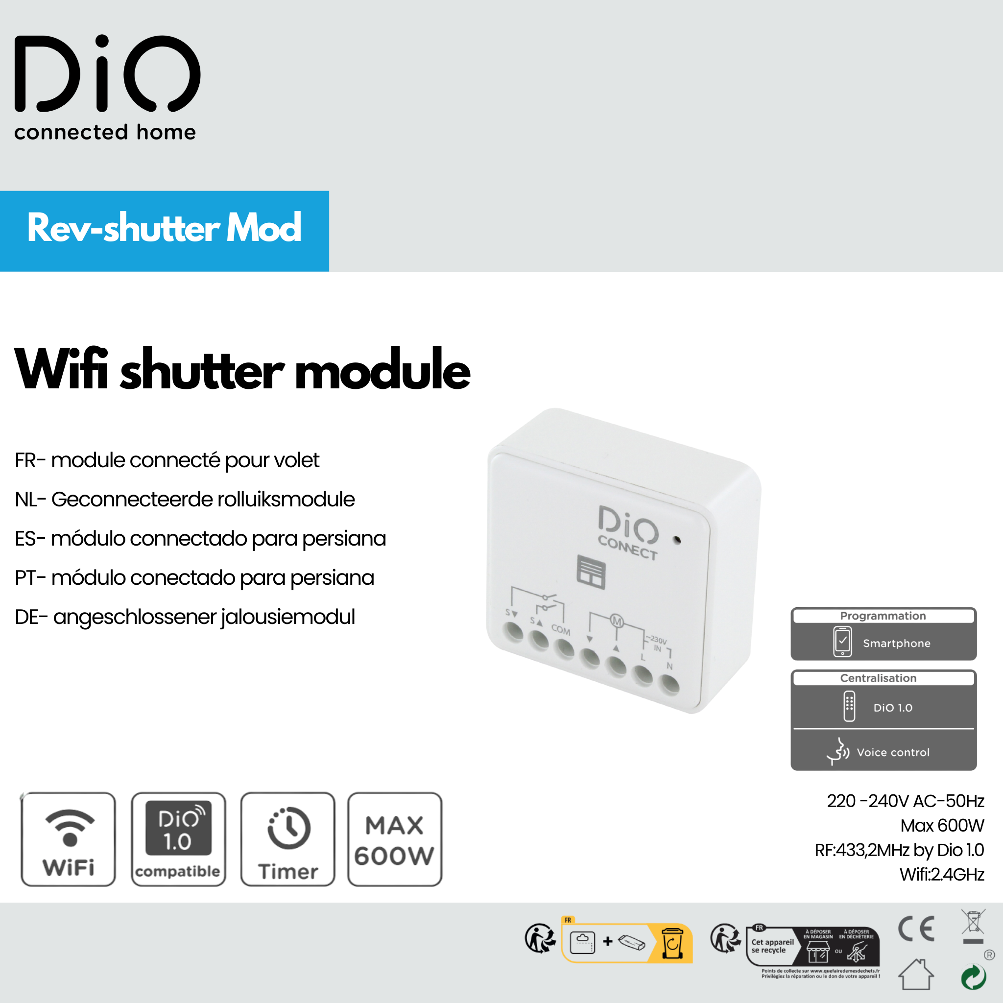 Modulo per tapparelle programmabili DiO Connect