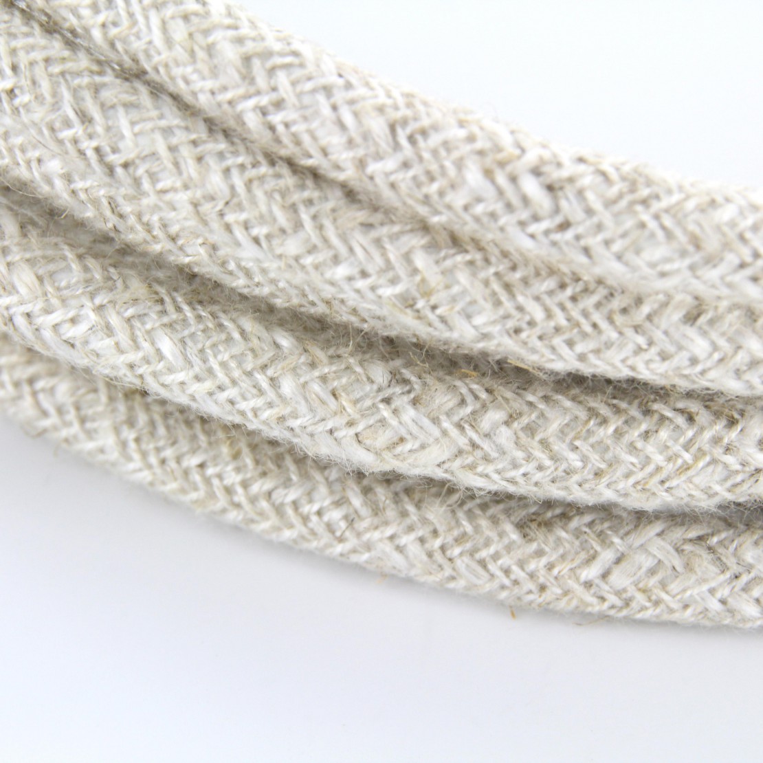 Cable eléctrico revestido en lino natural gris resistente a los