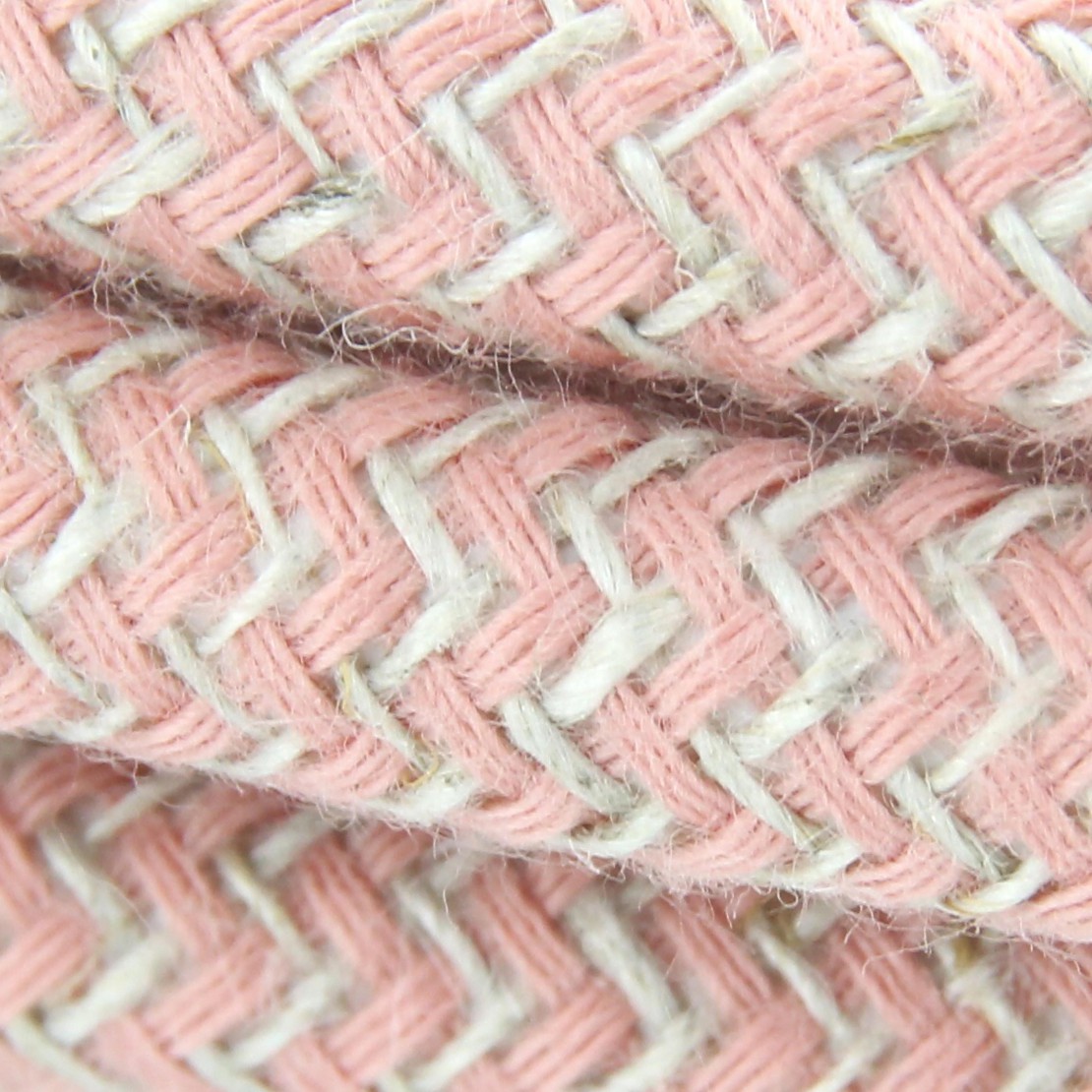 Pink zigzag cotton fabric cable, 2 x 0.75 mm2