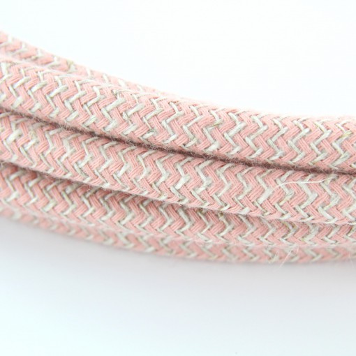Câble textile coton zigzag rose 2x0,75mm2