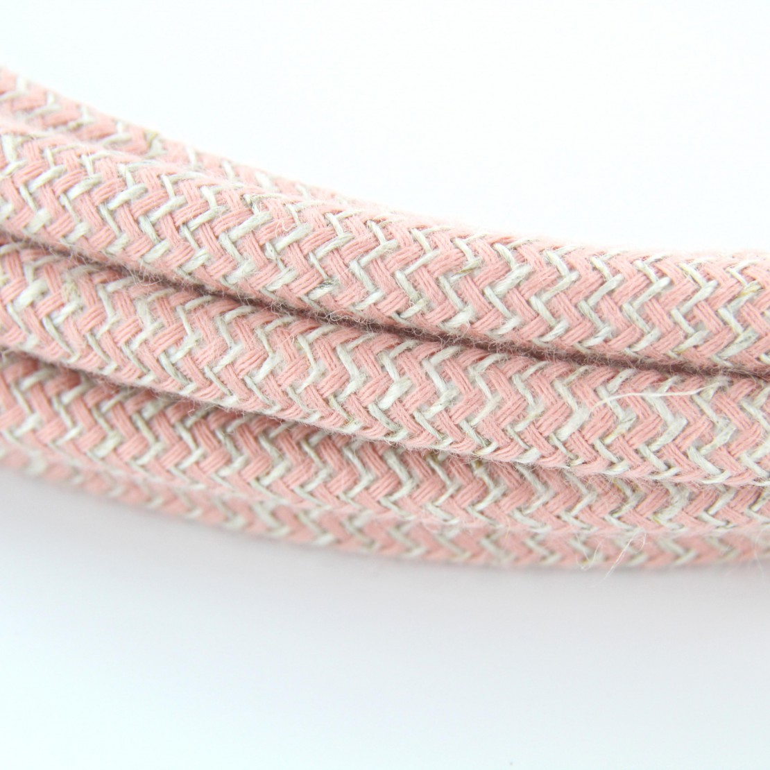 Cable textil algodón zigzag rosa viejo y lino natural 3 m 