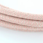 Stoffen snoer, katoen, zigzagmotief, roze, 2 x 0,75 mm2