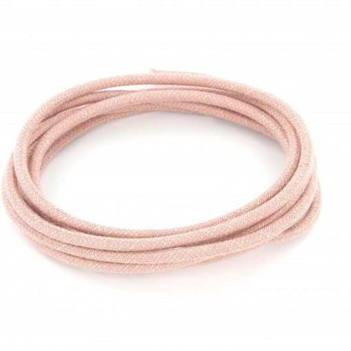 Pink zigzag cotton fabric cable, 2 x 0.75 mm2
