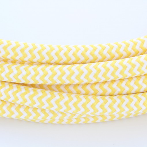 Câble textile zigzag jaune et blanc 2x0,75mm2