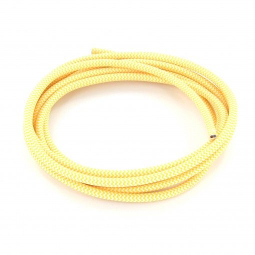 Cable de textil zigzag amarillo y blanco 2x0,75 mm2