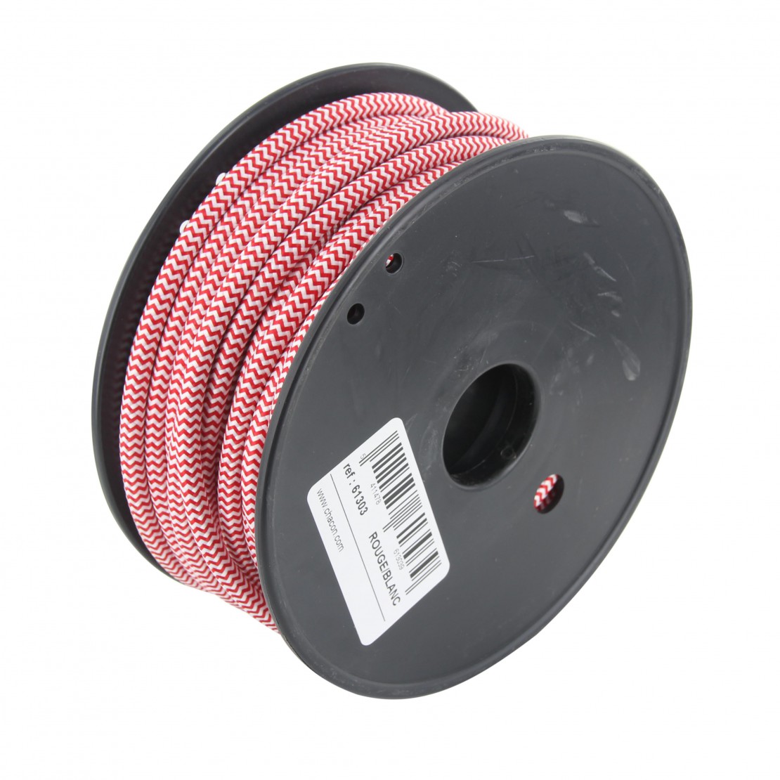 Bobina cable textil blanco/rojo 20 m 