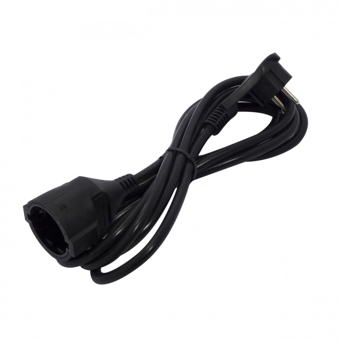Black extension lead with flat plug 3 m