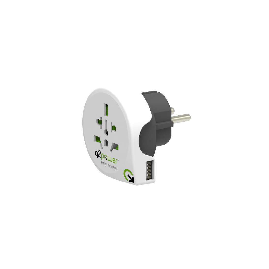 Reisadapter - q2powerWorld toEurope USB