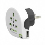 Adaptador de viaje q2powerWorld to Europe USB
