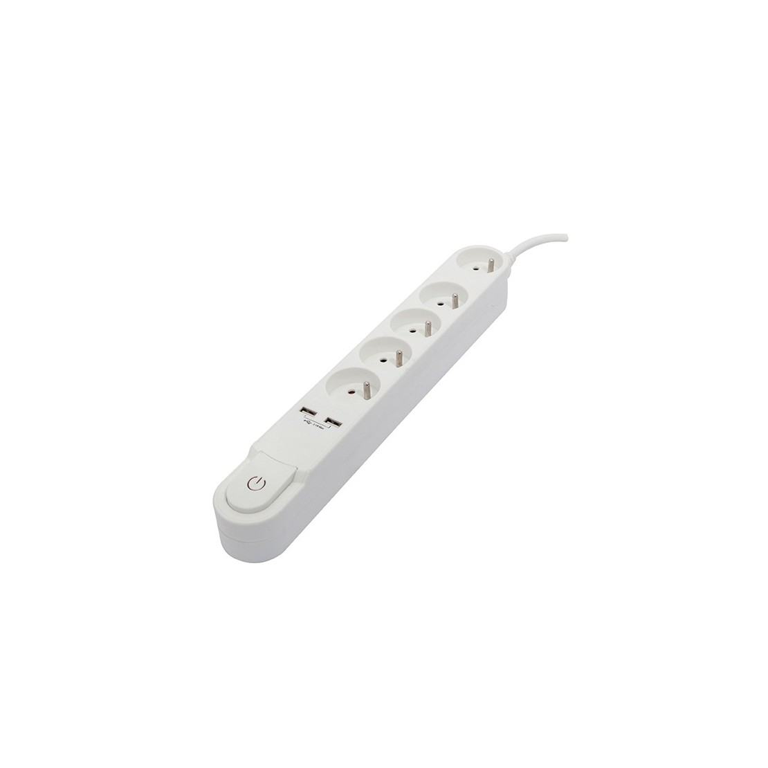 Blocco presa multipla Design con interruttore e 2 USB - 5 x 16A - 3m