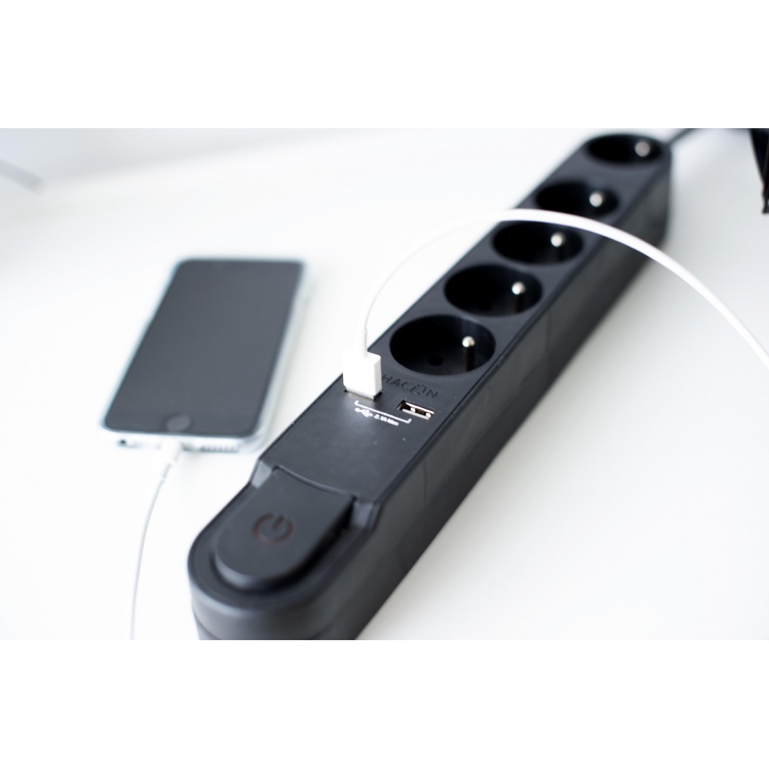 Chacon Design bloc multiprise parafoudre 6x avec interrupteur et câble 1,5m  gris