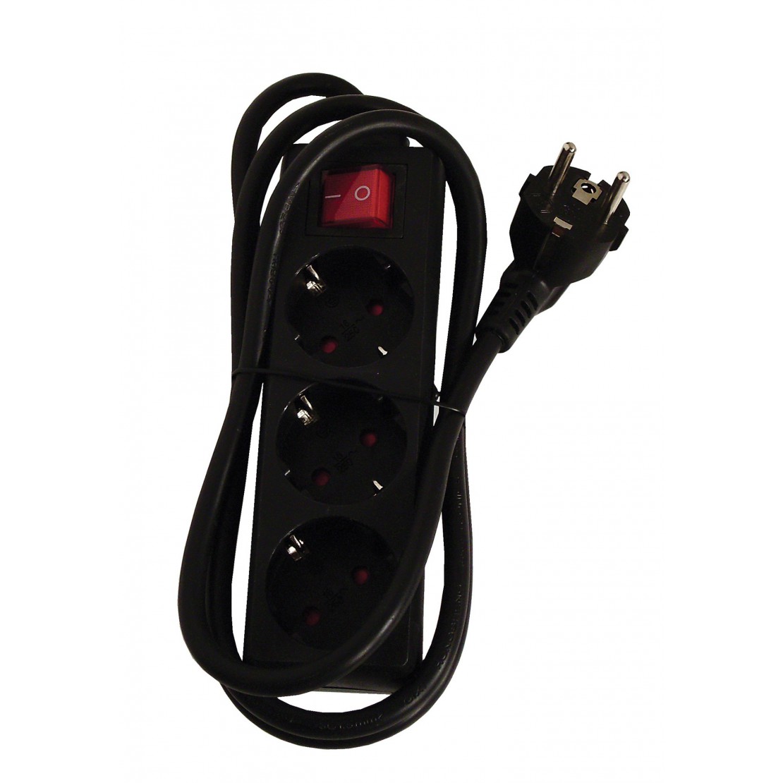 Multitprise noire 3 prises - 230V - Interrupteur lumineux