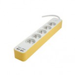 Bloc 5 x 16 A + 2 USB 3G1.0 mm 2 1.5 m - Blanc/ jaune  
