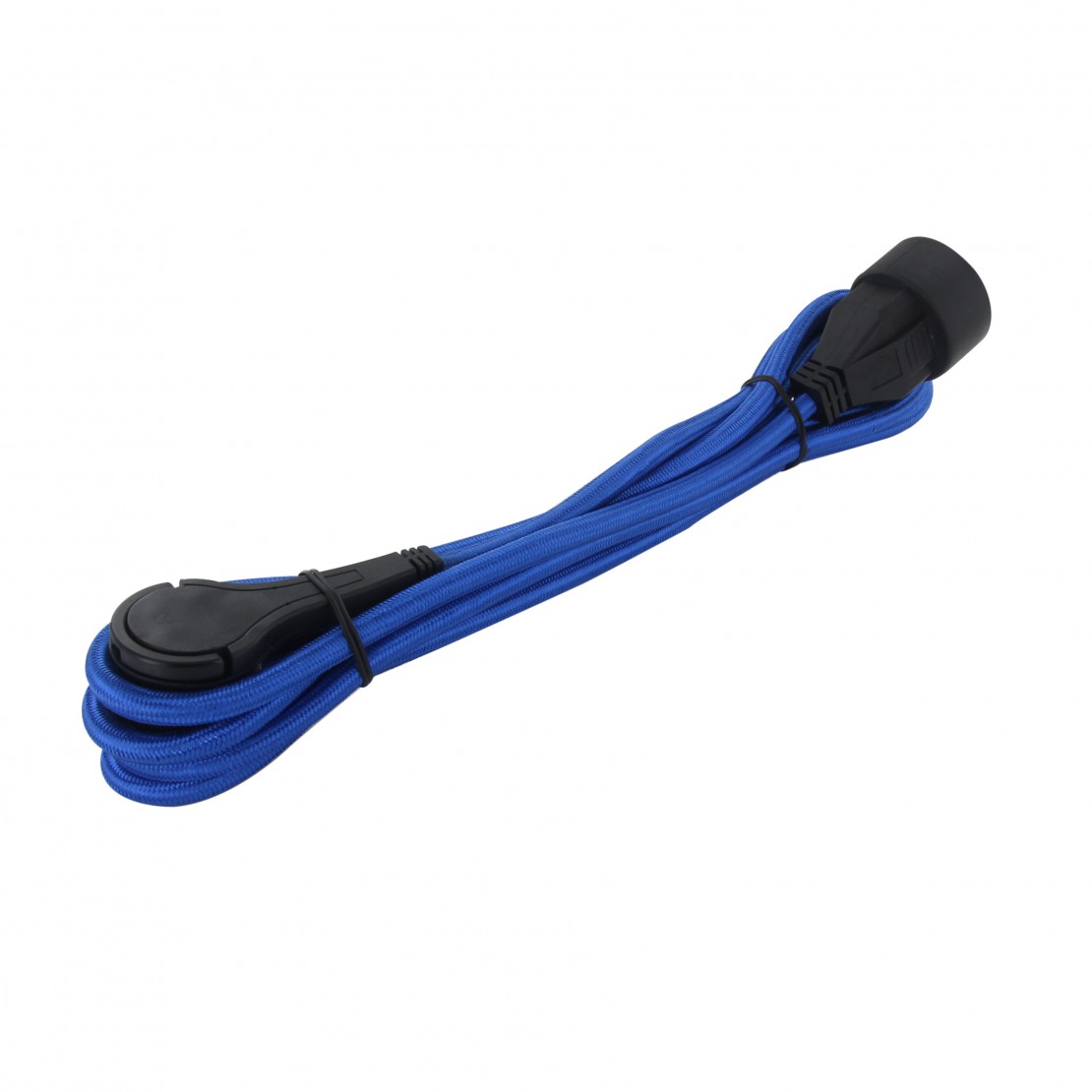 Textile extension cord blue - with black flat plug - 3m