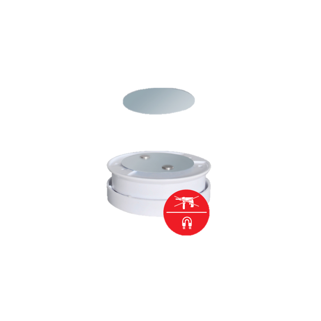 Support magnétique pour détecteur de fumée, Paquet de 5, Ø 50 mm,  Autocollant, Plaquettes 3M, Support magnétique pour Une Fixation Facile  sans perçage ni vis, plaquette adhésive pour Ddtecteur de CO 