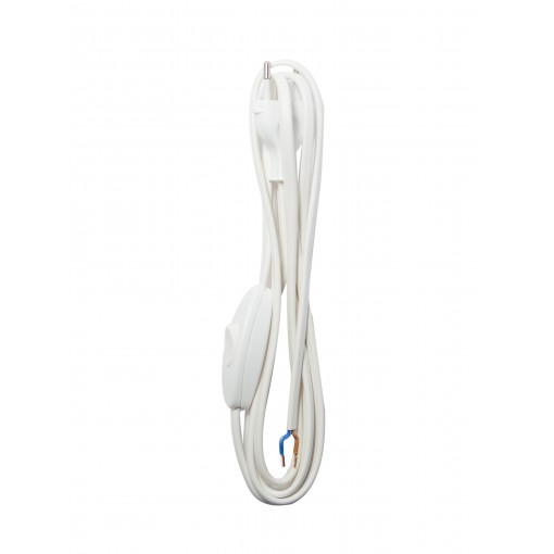 White cable with switch, 2 x 0.75 mm2