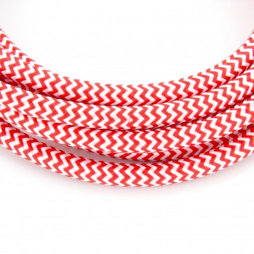 Câble HO3VV-F  2 x 0,75mm2 - 3 m - textile rouge/blanc  