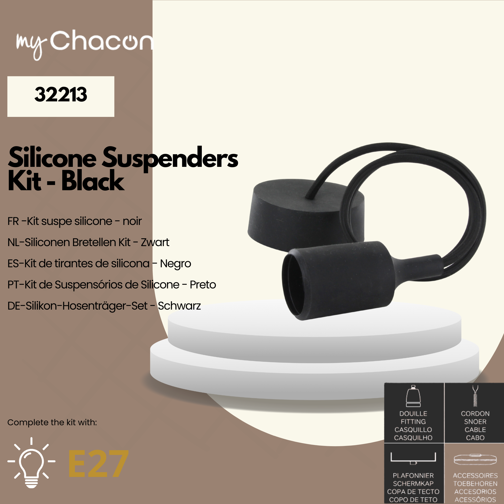 Silicone pendant light kit - Black