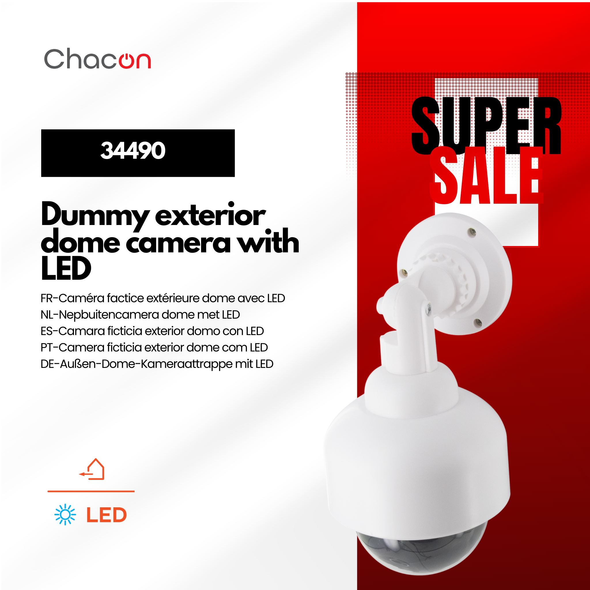 Telecamera fittizia con LED - cupola