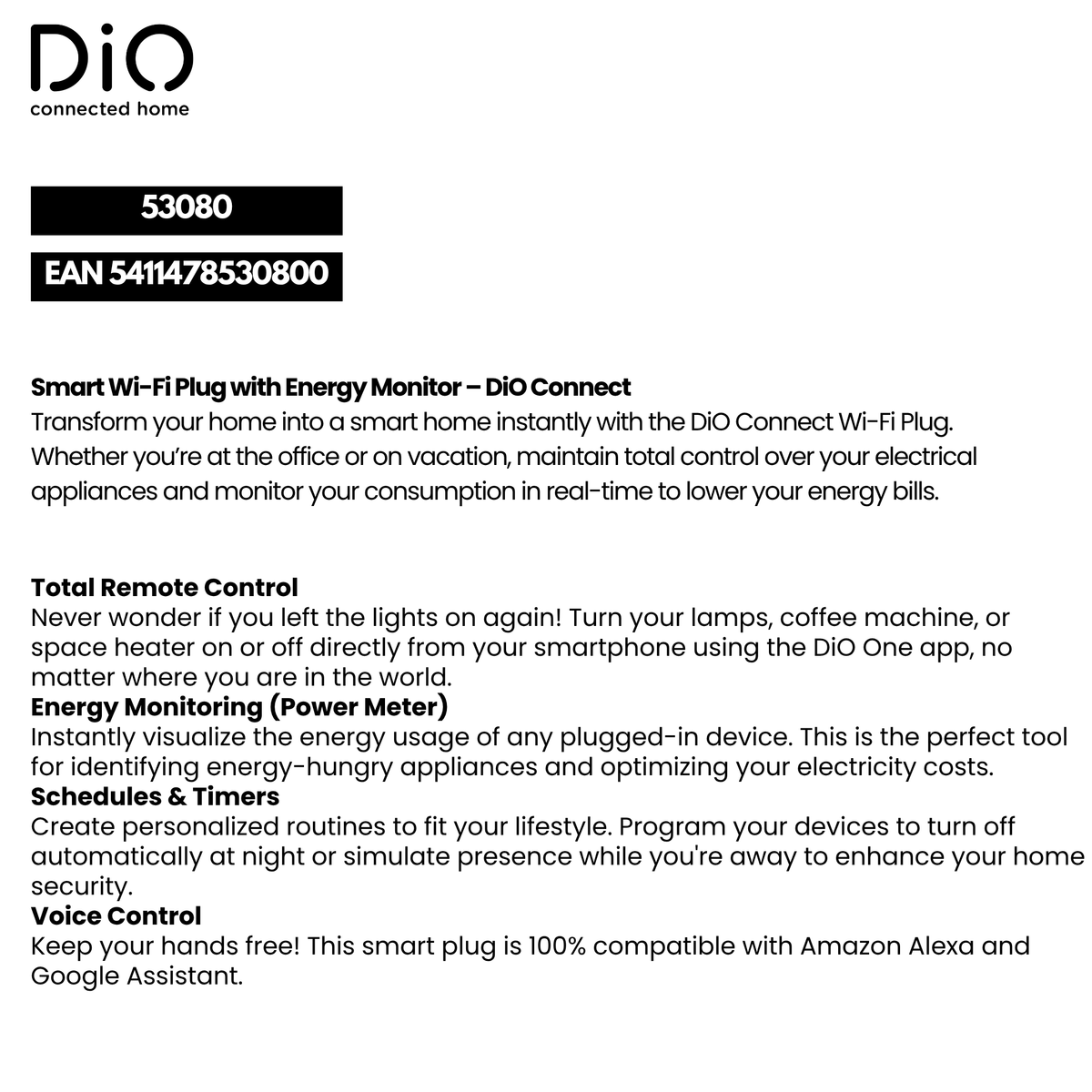 Smart Wi-Fi Plug with Power Meter – DiO Connect