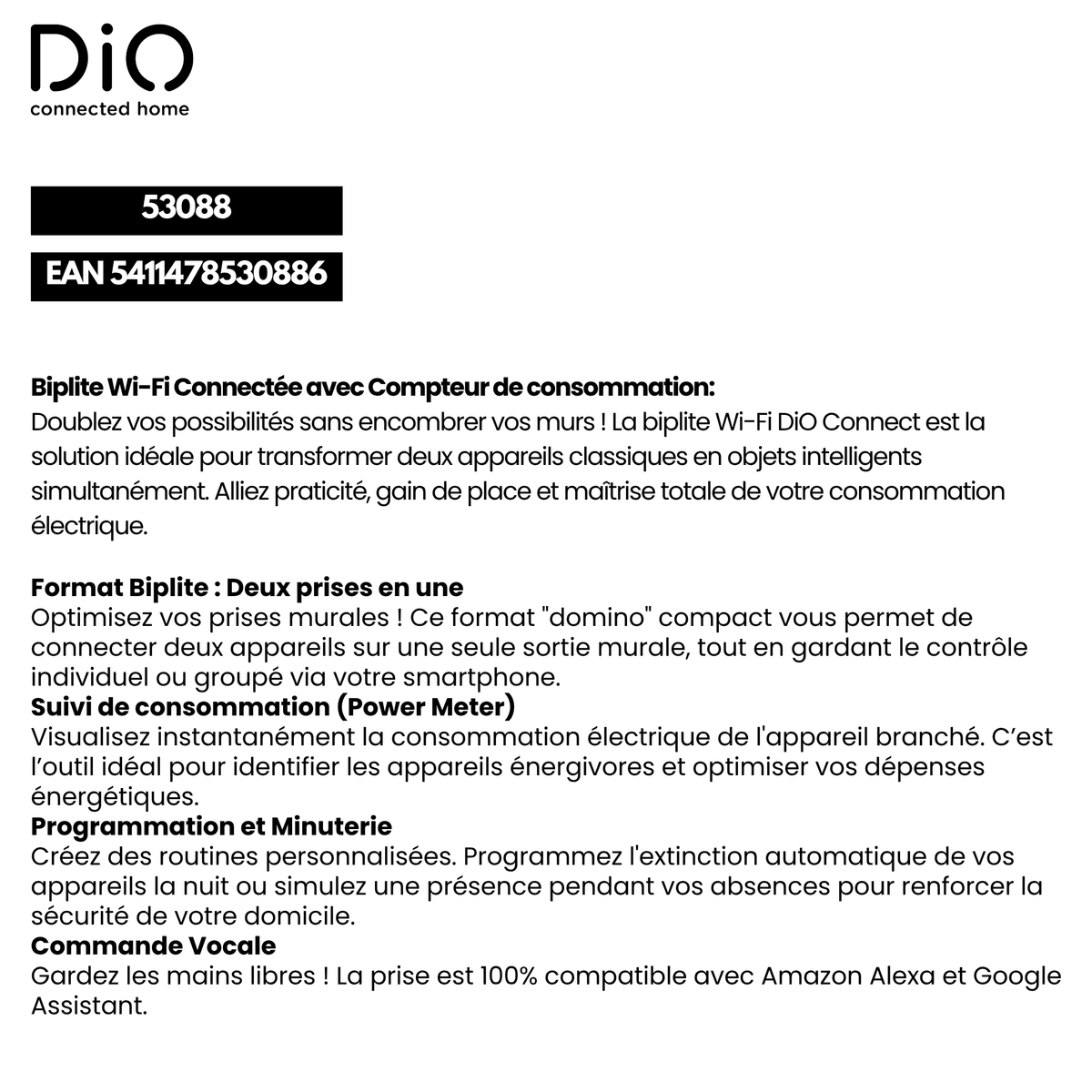 WI-FI dubbele stopcontact met stroommeter - Wit