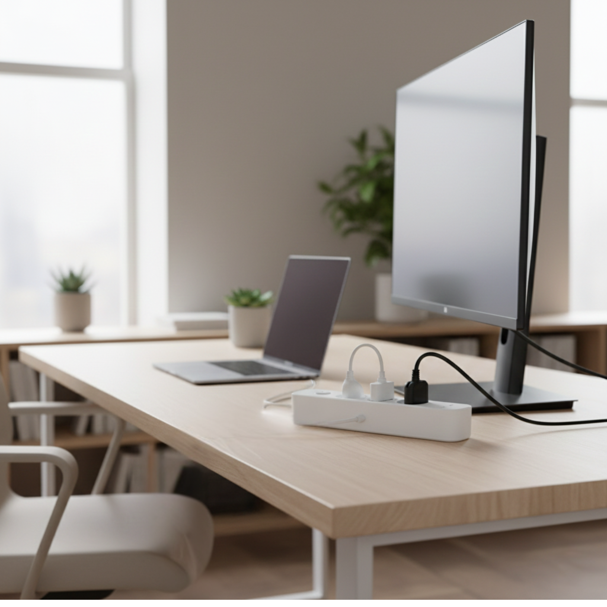 Multipresa design 5 x 16 A con interruttore + USB-A + USB-C - 1,5 m - Bianca