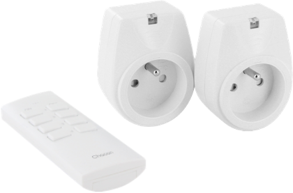 Set of 2 On/Off remote-controlled sockets + remote control