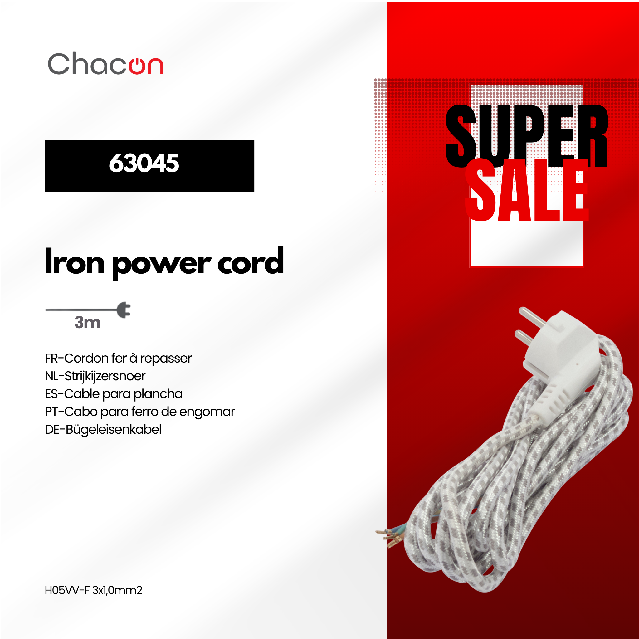 Cordon fer à repasser - 3m