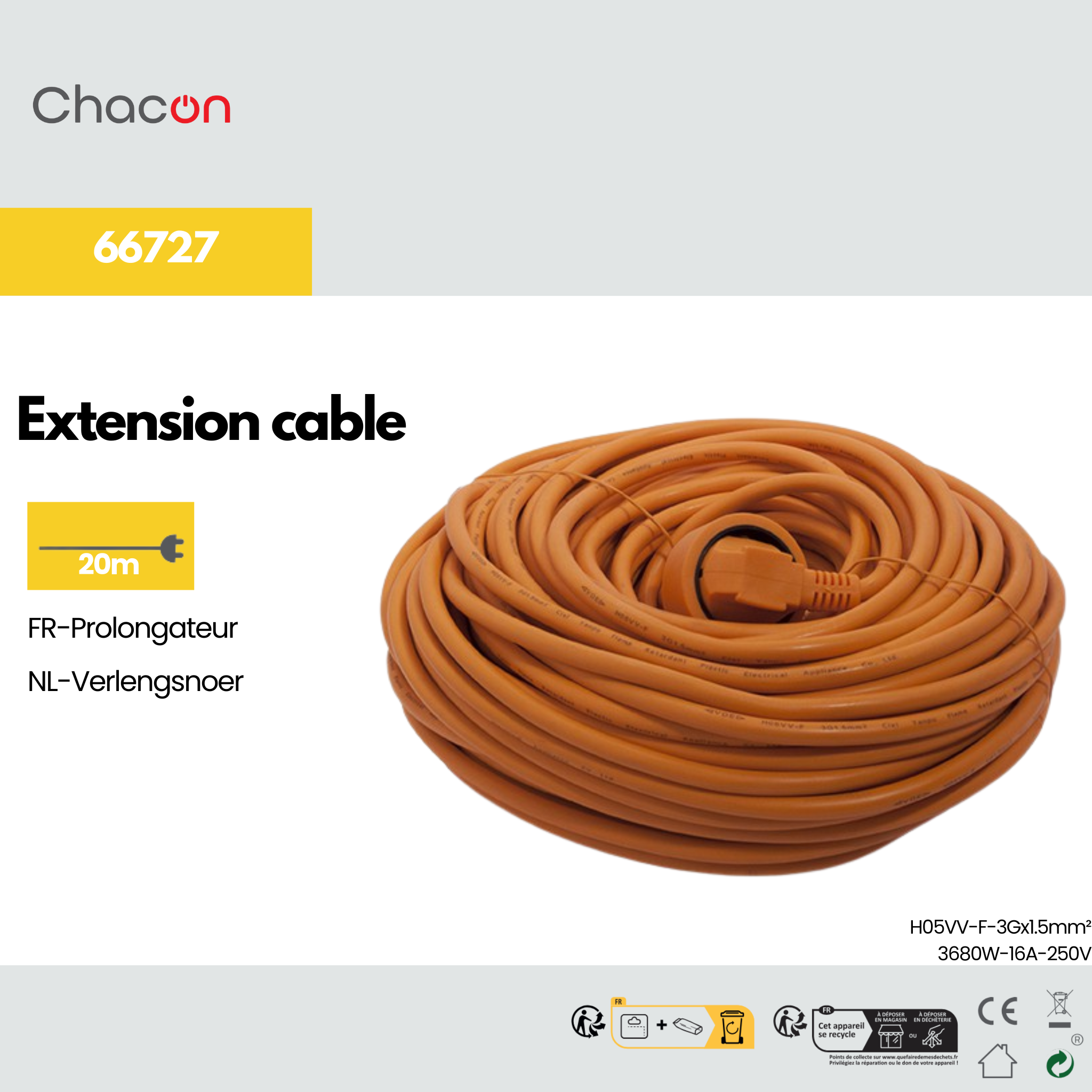 Rallonge - Orange - 20m