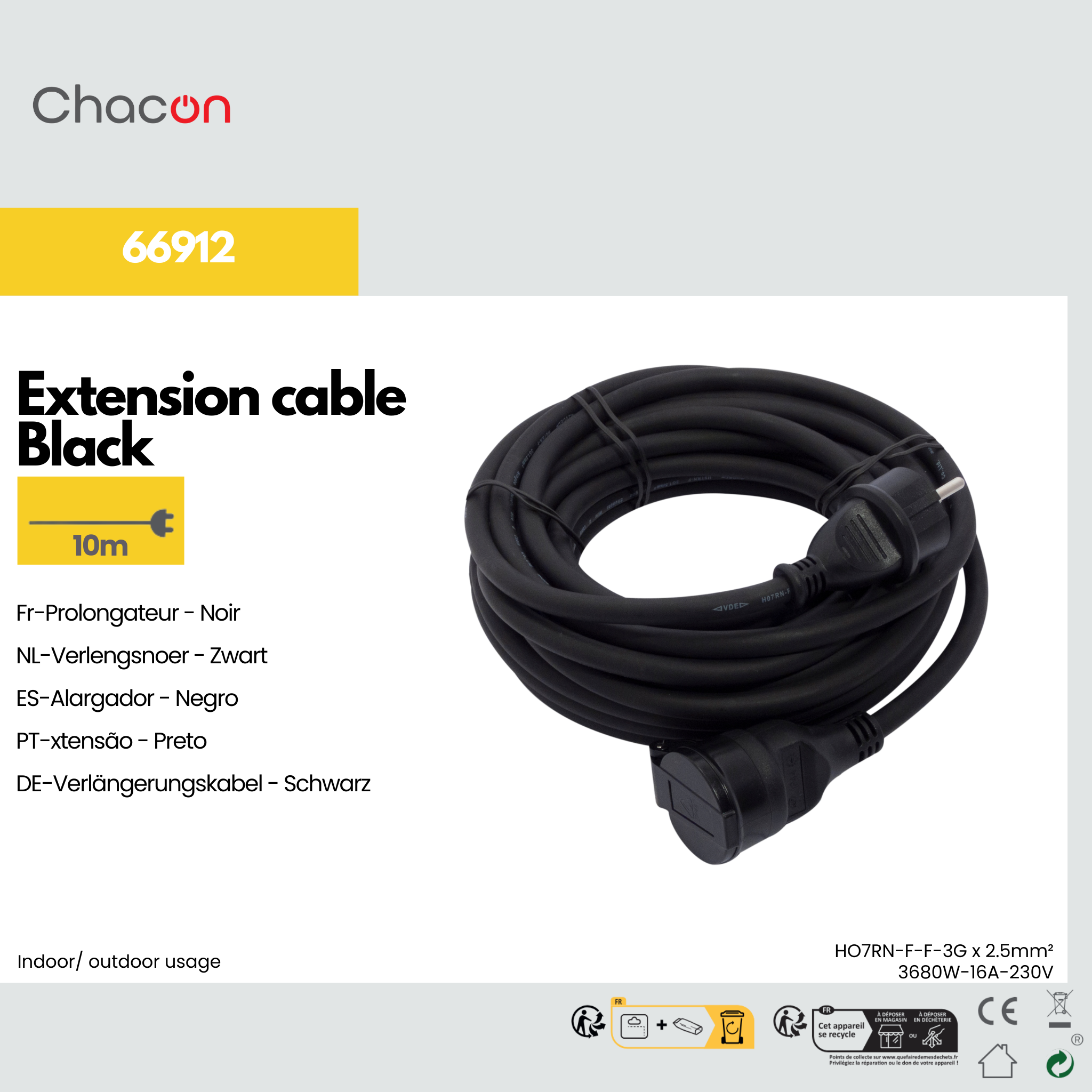 Rallonge - Noir - 10m