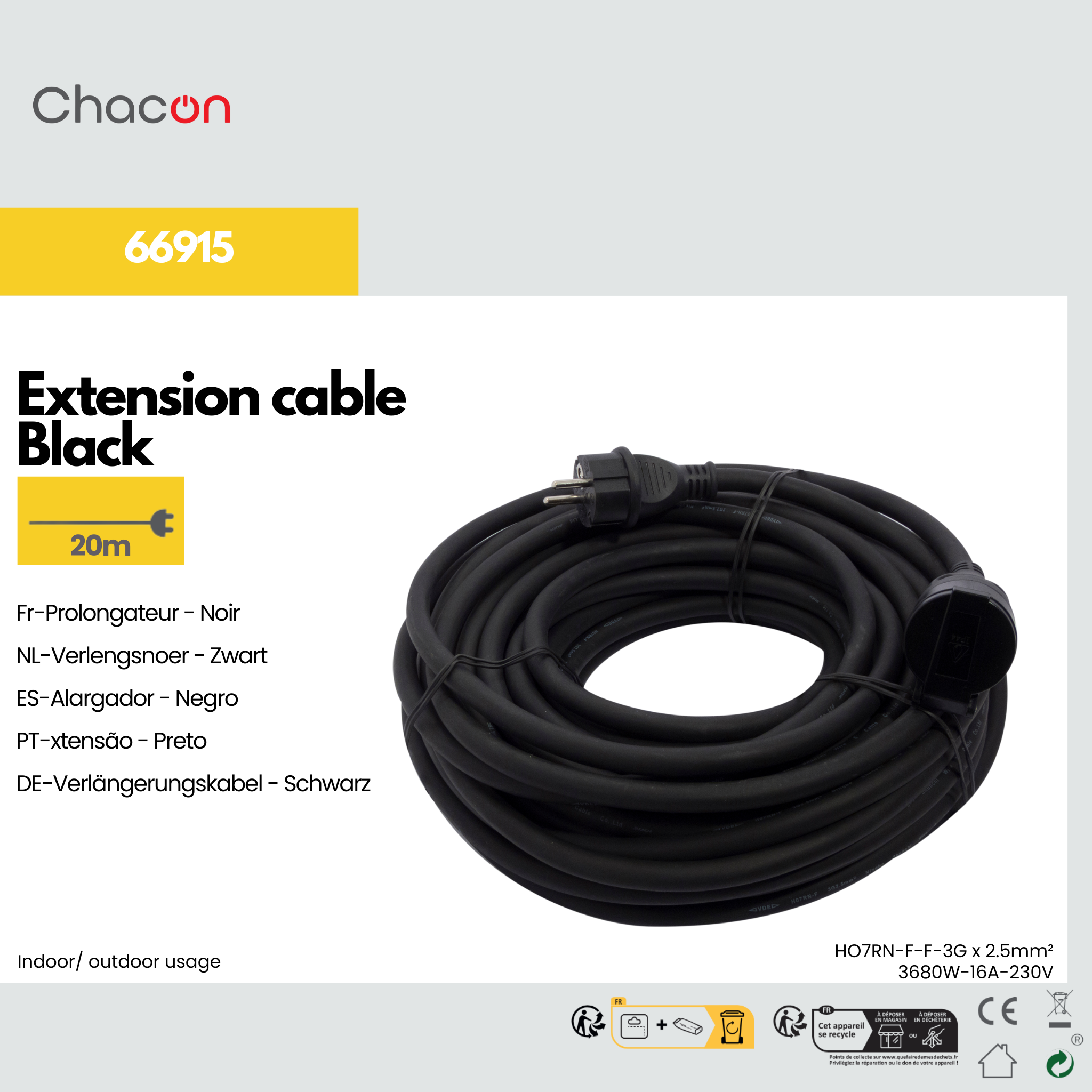 Extension - black - 20m
