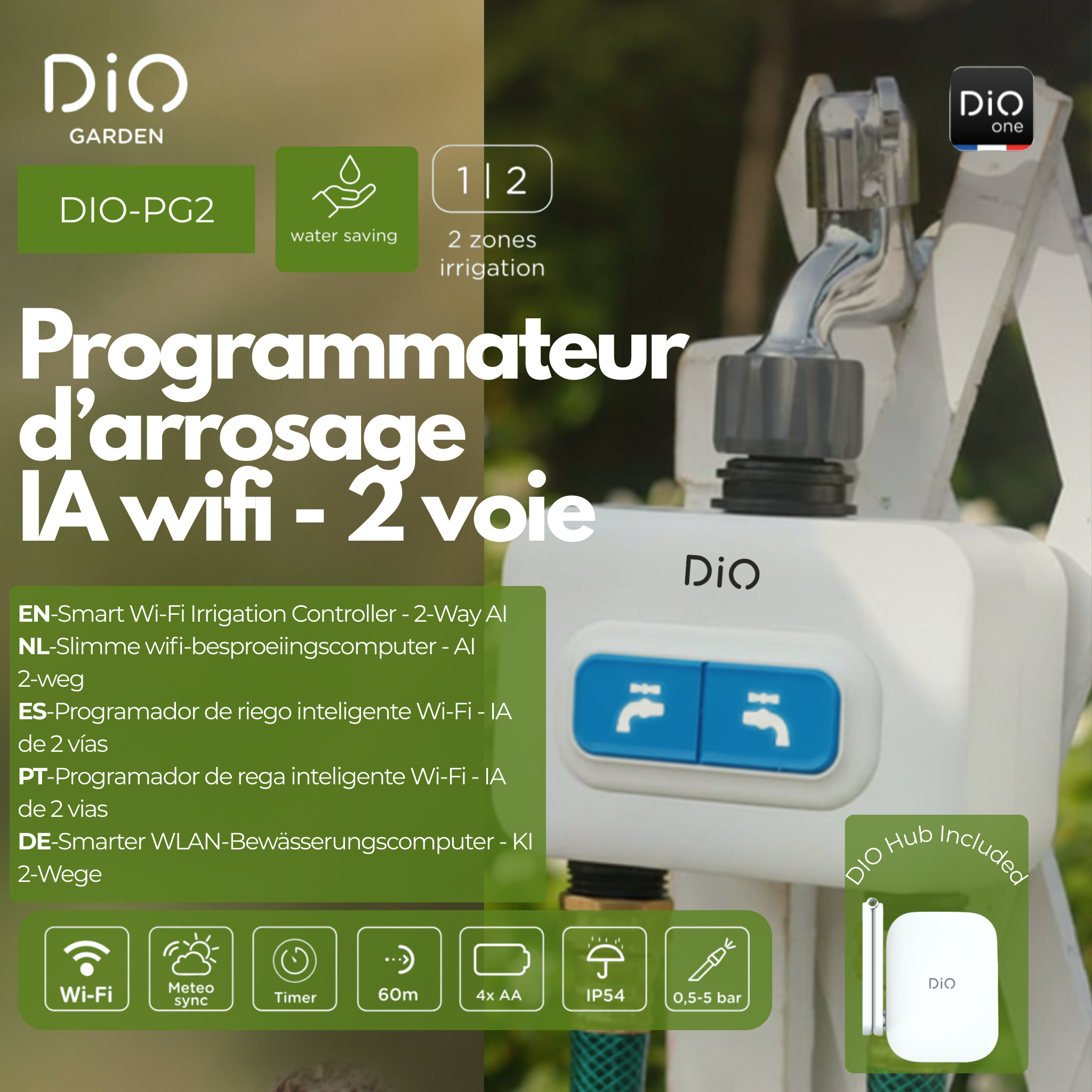 IA Wi-Fi 2-outlet connected watering programmer
