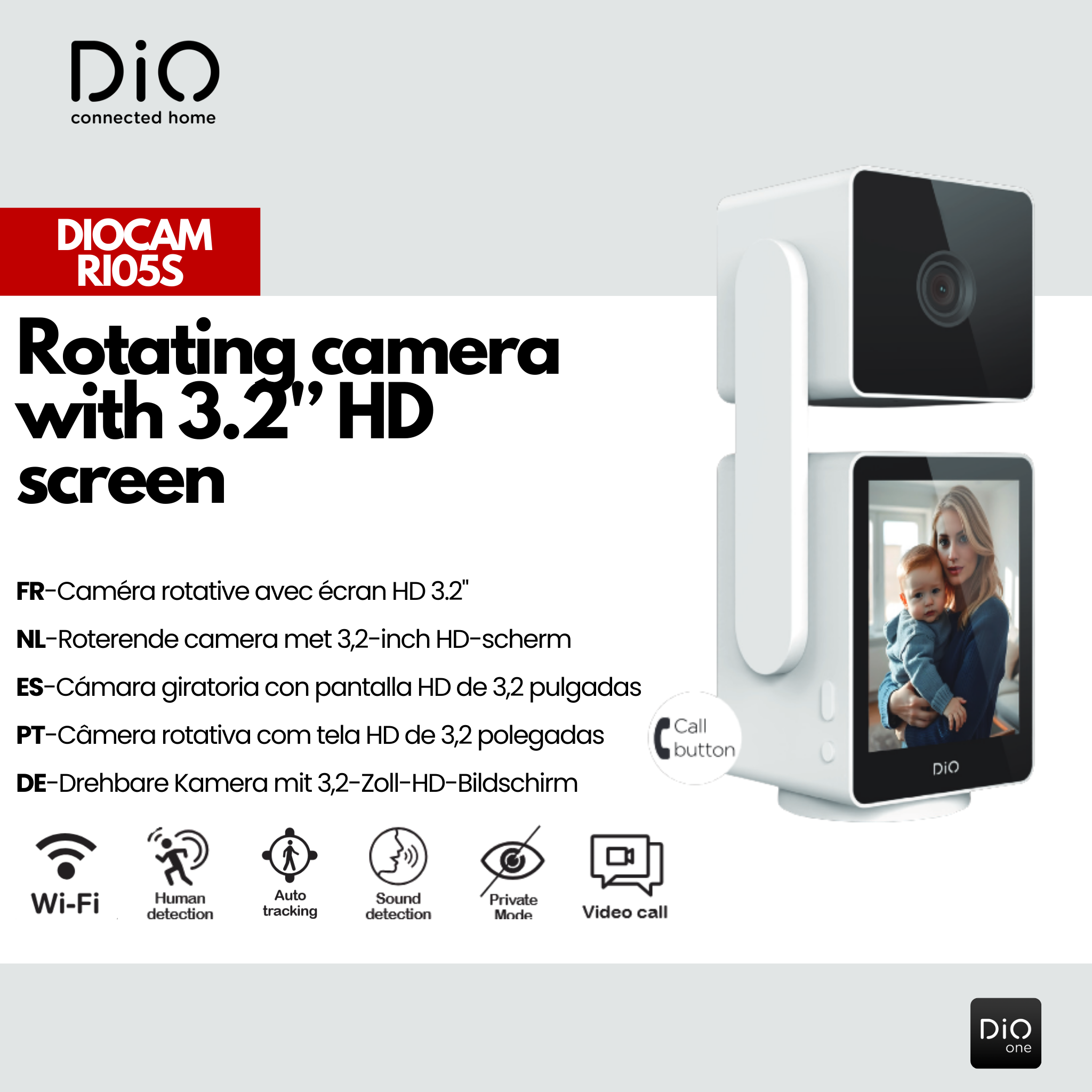 Indoor rotating Wi-Fi camera with 1920x1080p privacy mode