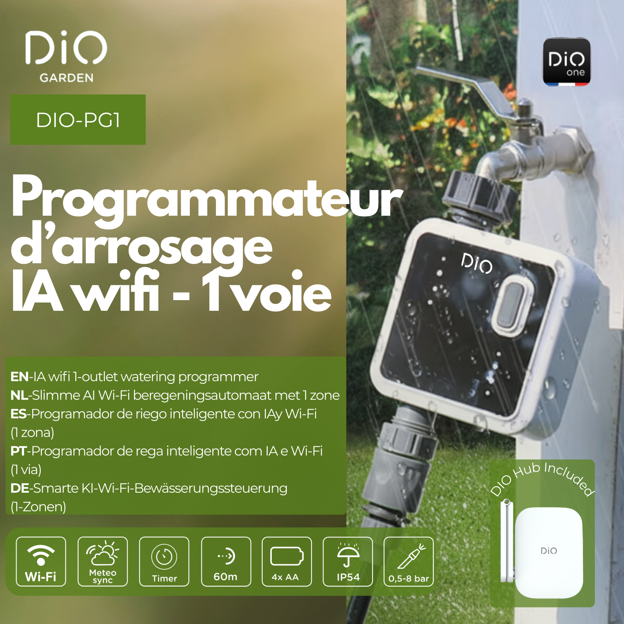 IA Wi-Fi 1-outlet connected watering programmer