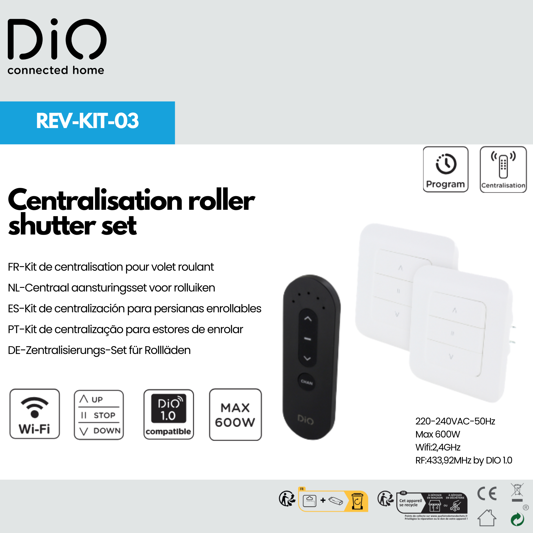 Wireless and connected shutter centralization kit