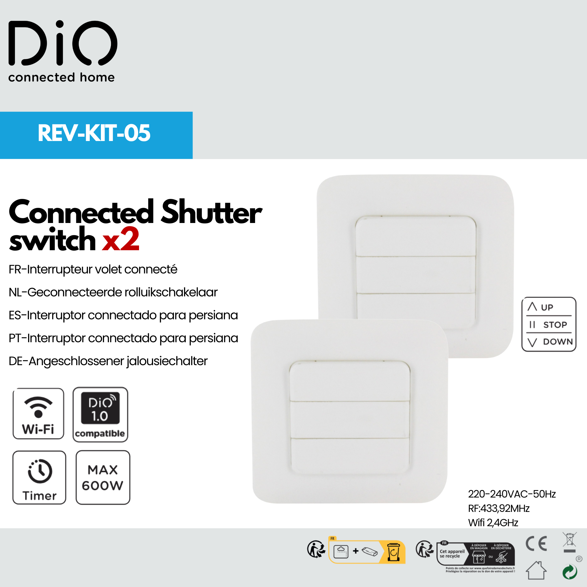 Set of 2 Connected Shutter Switch DiO Connect